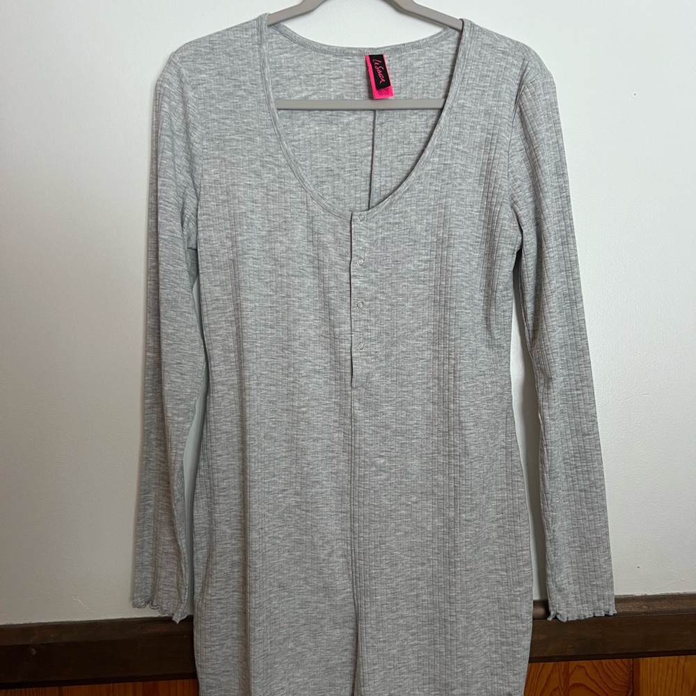 La SENZA Gray Ribbed Sleep Romper